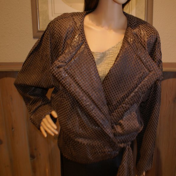 Chocolate Sweet Leather Bomber Jacket & Skirt - Picture 1 of 10